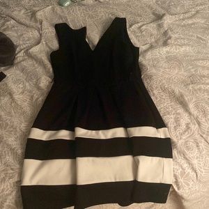 Size 5 Black Dress with White Stripes at the Bottom